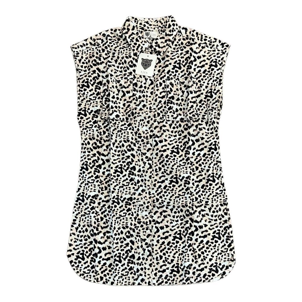 Lita by Ciara Cheetah Print Sleeveless Mini Shirt Dress M
